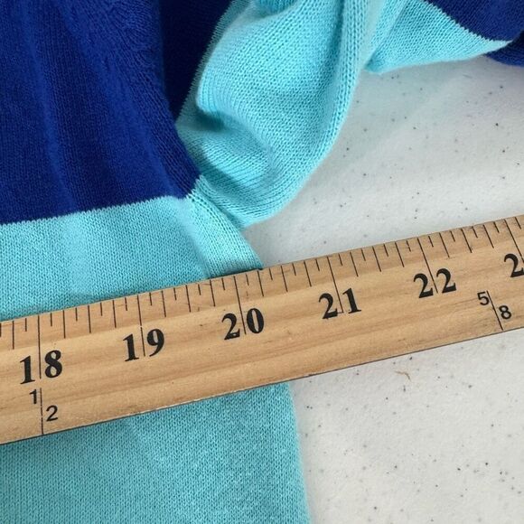 Lacoste Women’s Blue Striped Sweater Size 44 XL 1/4 Button Up - Picture 11 of 13